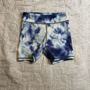 Girls Blue Tie-Dye Athletic Bike Shorts